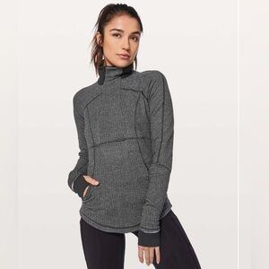 Womens Lululemon Base Runner 1/2 Zip grey size 8